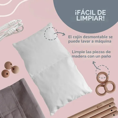 Miniatura 9 de Monkey & Mouse Columpio para bebé, silla colgante portátil para interiores y exteriores, color verde pálido, para bebés y niños pequeños de 6 meses