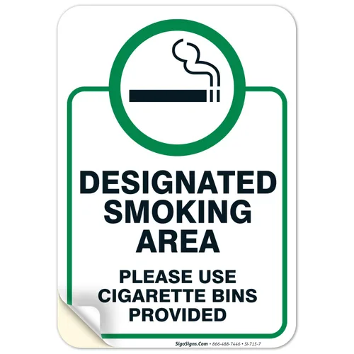Miniatura 19 de Letrero designado para zona de fumar, letrero con texto en inglés "Please Use Cigarrette Bins Sign", 10 x 14 pulgadas, libre de óxido, aluminio 040