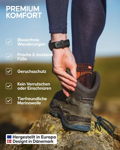 Miniatura 3 de DANISH ENDURANCE Paquete de 3 calcetines de senderismo para exteriores de corte bajo en lana merina, para mujeres y hombres