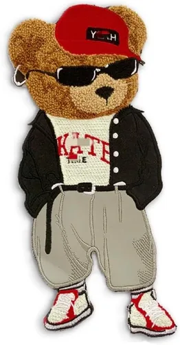 Miniatura 5 de Parche de oso de peluche de 10.6 in* 5.9 in, apliques de dibujos animados, parche de felpilla de oso, adecuado para ropa decorativa, suéter, textil