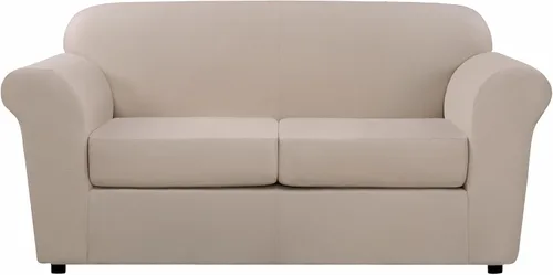 Miniatura 6 de SureFit Ultimate Stretch - Funda de piel para sofá biplaza de 3 piezas, color gris claro