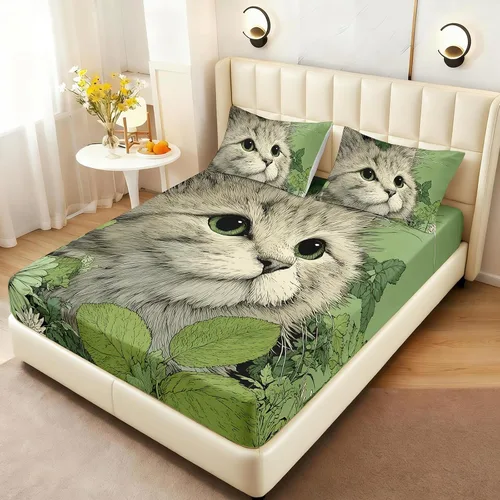 Miniatura 12 de AILONEN Lovely Bear - Juego de sábanas bajeras tamaño Queen, juego de ropa de cama con pajarita de dibujos animados para niños y niñas, sábana