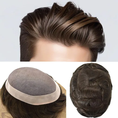 Miniatura 27 de Toupee - Sistema de cabello para hombre, monofilamento fino duradero, monofilamento europeo de repuesto para hombres, piezas de pelo