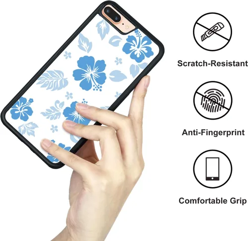 Miniatura 4 de Funda para iPhone 8 Plus y iPhone 7 Plus, linda funda Kawaii azul hibisco hawaiano floral estética floral para niñas preppy mujeres