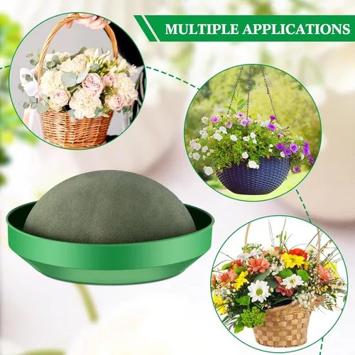 Miniatura 3 de 8 juegos redondos de espuma floral, 5.5 x 2.7 pulgadas, media bola de espuma de flores redondas secas con cuenco para arreglos de plantas