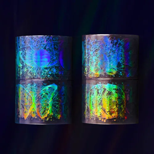 Miniatura 9 de 4 rollos de cinta holográfica vintage holográfica de mariposa astronomía PET adhesivos de resina impermeables transparentes brillantes