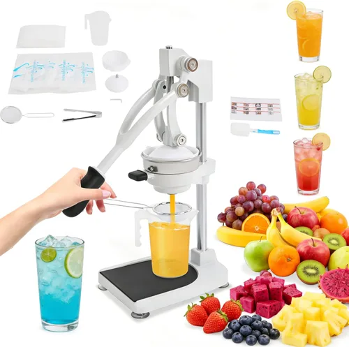 Exprimidor manual 2 en 1, prensa de cítricos de acero inoxidable 304 y exprimidor de limón con cabezas planas y puntiagudas, exprimidor de mano para