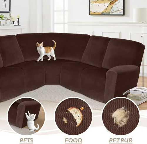 Miniatura 333 de Arfntevss Fundas de sofá seccional reclinable de terciopelo, Funda de sofá seccional de esquina para sofá reclinable, Funda elástica suave