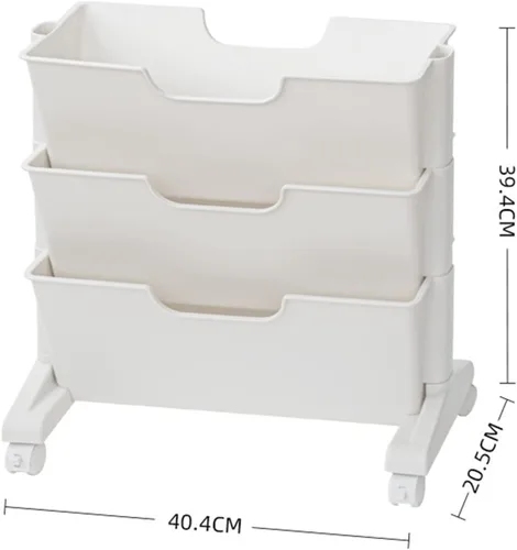 Miniatura 2 de Estantería móvil de 3 niveles, estantería móvil de 3 capas de capacidad, estantes de almacenamiento debajo del escritorio, organizador de libros