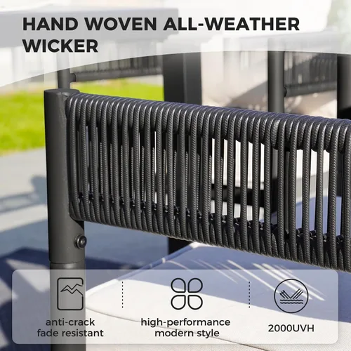 Miniatura 4 de Grand patio - Juego de 2 sillas de comedor para exterior, 2 piezas de sillas de comedor para patio, sillas fijas de patio de mimbre tejido en metal
