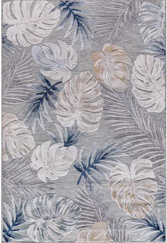 Miniatura 3 de CAMILSON Alfombra para Interiores y Exteriores, Alfombras de Área Azules 5x7 con Hojas Tropicales Botánicas para Patios Interiores y Exteriores