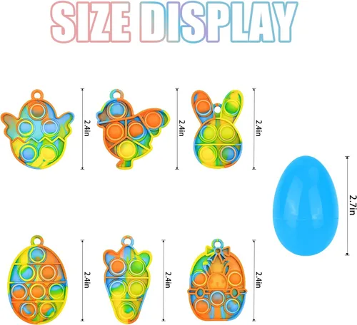 Miniatura 2 de Paquete de 24 huevos de Pascua precargados con mini llavero Pop Fidget, huevos de Pascua rellenos para niños y niñas, cesta de Pascua, regalos