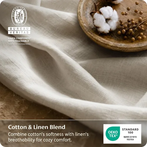 Miniatura 2 de Bedsure Sábanas de lino, cama tamaño Queen, mezcla de sábanas de lino y algodón, sábanas de algodón transpirable, regalos para todas las estaciones