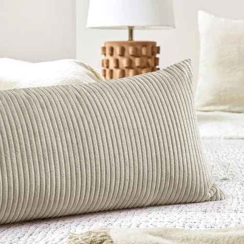 Miniatura 386 de Artscope Fundas de Almohada de Pana a Rayas Acogedoras Súper Suaves Decorativas Cuadradas Fundas de Cojín para Sofá Sillón Dormitorio Decoración