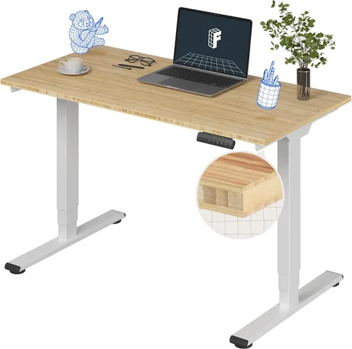 Miniatura 38 de FlexiSpot E6 Bamboo - Escritorio eléctrico de pie de 3 etapas con motor dual de 48 x 24 pulgadas, soporta 220 libras, altura ajustable con ajustes
