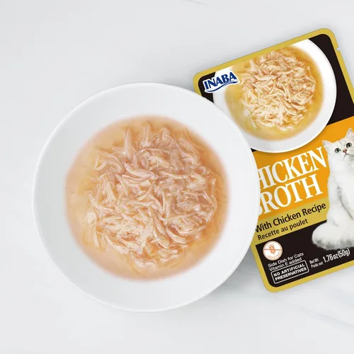 Miniatura 3 de INABA Caldo de pollo, guarnición/adorno para gatos con vitamina E, bolsa de 1.76 onzas, 8 bolsas en total, receta de pollo y salmón