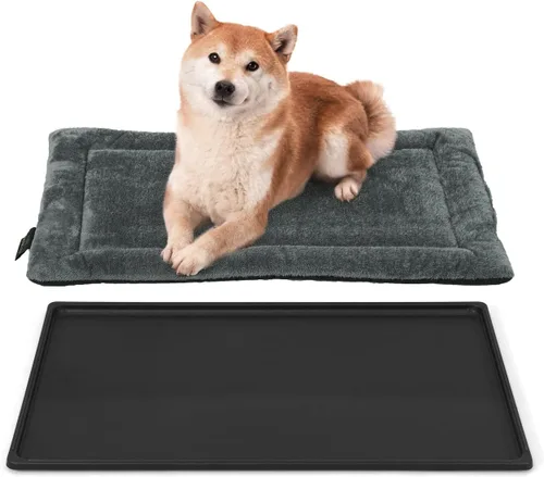 Miniatura 16 de Almohadilla y bandeja lavable a máquina BOWHAUS para jaula de perro de 24 pulgadas, alfombra plana antideslizante y cómoda para dormir y bandeja