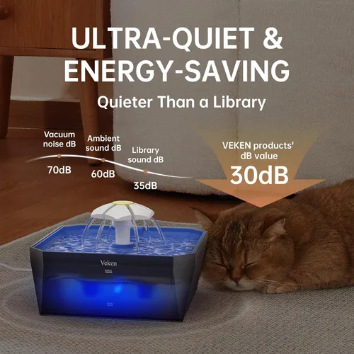 Miniatura 24 de Veken Fuente de agua para gatos pequeña apta para mascotas con bomba silenciosa, fácil de limpiar y montar, mini dispensador de agua para mascotas