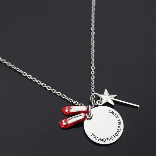 Miniatura 2 de Eilygen Regalo inspirador de mago de Oz Collar You had the Power all Along rojo rubí con colgante de pantuflas de regalo para ella, Metal
