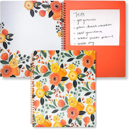 Miniatura 14 de Steel Mill & Co - Cuaderno de espiral grande con rayas universitarias, 11" x 9.5", tapa dura y 160 páginas forradas, diseño floral rosa