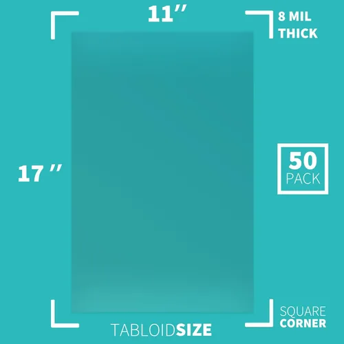 Miniatura 2 de Binditek paquete de 50 portadas de encuadernación transparentes de PVC de 8 mil, 11 x 17 pulgadas, tamaño tabloide, esquinas cuadradas, sin