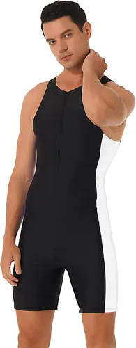Miniatura 7 de XUNZOO Mens One Piece Sleeveless Front Zipper Color Block Swimwear Bodysuit Wetsuit Sports Wear