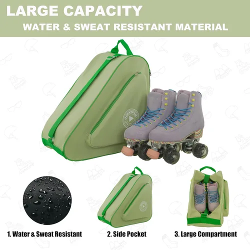 Miniatura 6 de HEXIFUL Bolsa para Patines de Hielo, En Línea, Roller y Quad - Para Niños y Adultos Hierba/Verde 014