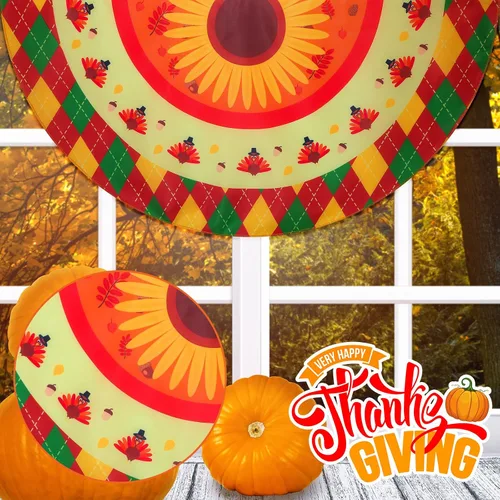 Miniatura 4 de Breling 4 banderas de Acción de Gracias para exteriores de 3 x 1.5 pies, con diseño de calabaza, pavo, otoño, plisada, para colgar en el patio
