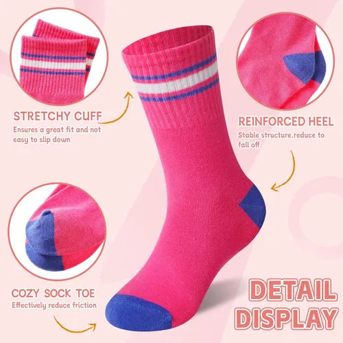 Miniatura 4 de WEVIAS Calcetines deportivos de algodón para niños y niñas, suaves, transpirables, 6 pares