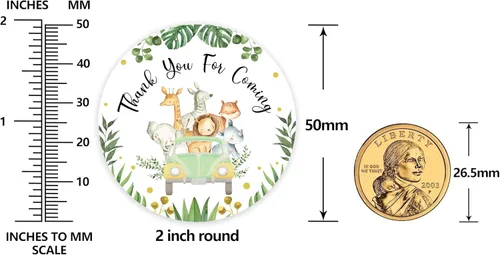 Miniatura 2 de 80 calcomanías de agradecimiento de safari en la selva, calcomanías de agradecimiento para baby shower, decoración de animales salvajes para fiesta