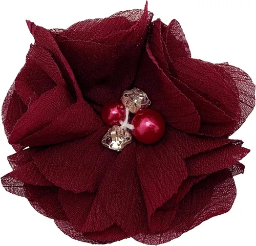 Miniatura 2 de 30 piezas de flores de gasa con diamantes de imitación de 2 pulgadas, apliques de tela de costura para ropa, manualidades, fiestas, decoración