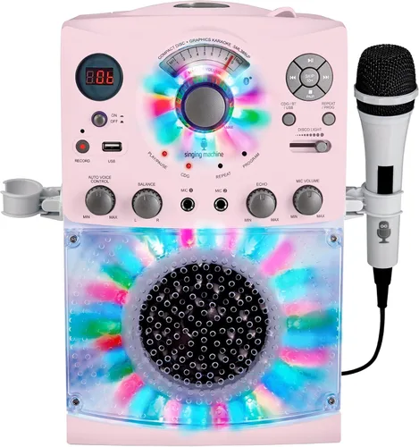 Miniatura 7 de Sistema de karaoke con Bluetooth parte superior para carga de CDG, espectáculo de discoteca sonido y luces (negro) SML385BTBK Singing Machine, Negro