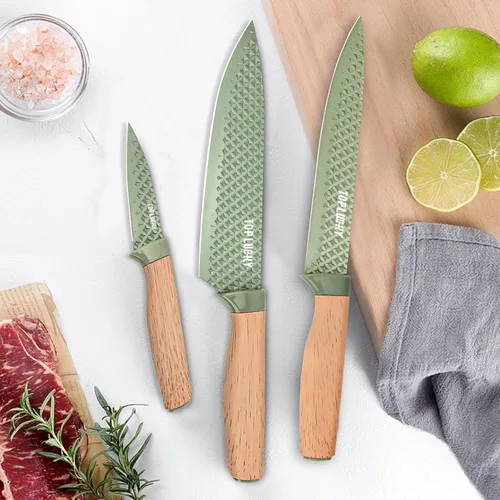 Miniatura 7 de Juego de cuchillos de cocina, 6 piezas, juego de cuchillos profesionales verdes con bloque de cuchillos universal, juego de cuchillos súper afilados