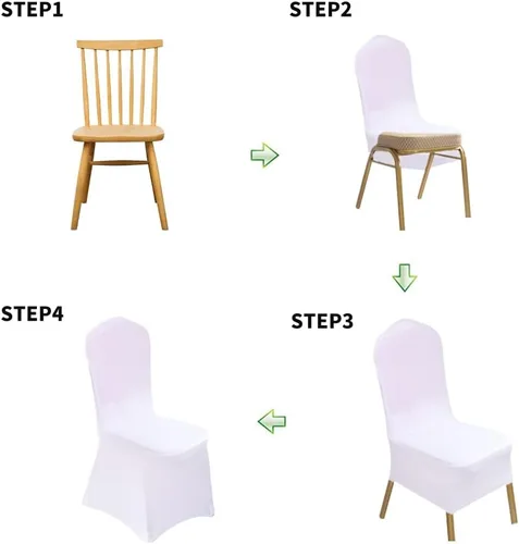 Miniatura 6 de 10 piezas blancas lavables extraíbles universales para bodas, fiestas, comedor, banquetes, poliéster spandex elásticas fundas para sillas