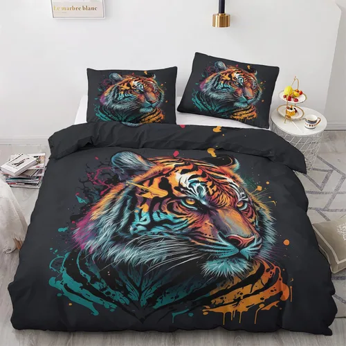 Miniatura 28 de Phoenix Funda de edredón tamaño King Juego de ropa de cama de pájaro de fantasía 3 piezas Funda de edredón con patrón de microfibra suave