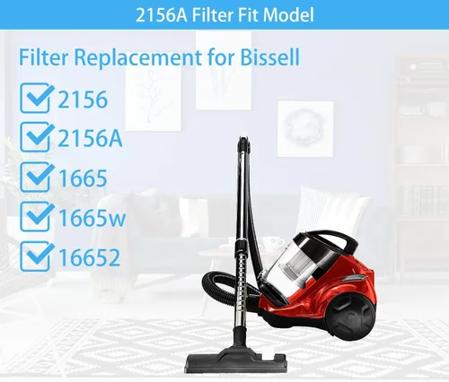Miniatura 2 de Katerelis Paquete de 2 filtros de repuesto 2156A compatibles con BISSELL Zing ligero, 2156, 2156A, 2156E, 1665, 16652, 1665W sin bolsa, para filtro