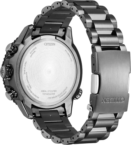 Miniatura 3 de Citizen Reloj Eco-Drive Promaster Navihawk A-T para hombre, esfera verde, pulsera de acero inoxidable gris, cronometraje atómico