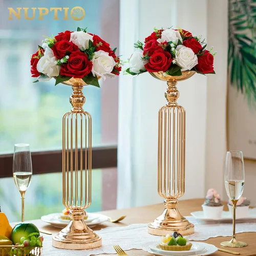 Miniatura 3 de NUPTIO Centros de mesa de flores para mesas de boda: 10 piezas de arreglo de bolas de flores artificiales rojas y blancas para fiesta de Navidad