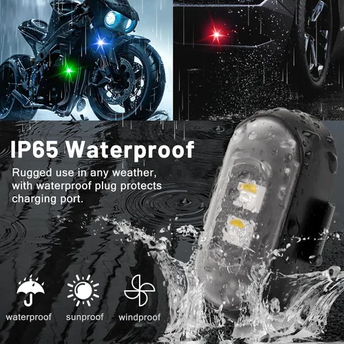 Miniatura 5 de XINGWU - 4 luces estroboscópicas LED inalámbricas con control remoto, 8 colores, carga USB, impermeables, luces de emergencia, luz para roca