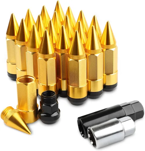 Miniatura 13 de 20 Piezas Picos Antirrobo Extendidos Sintonizador Rueda/Llantas Tuerca de Orejeta M12X1.5+Llave (Negro)