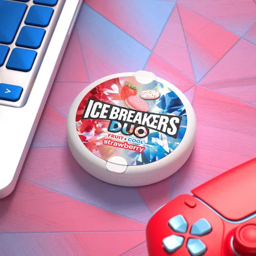 Miniatura 4 de ICE BREAKERS Duo Fruit Plus Cool Strawberry - Latas de mentas sin azúcar, 1.3 onzas (8 unidades)