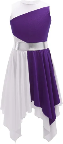 Miniatura 143 de CHICTRY Vestido de baile lírico sin mangas asimétrico para niñas, disfraz de adoración litúrgica contemporánea