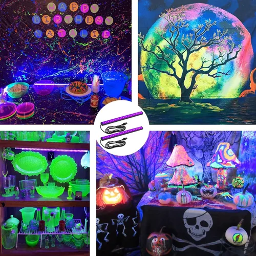 Miniatura 2 de roperry Barra de luz negra de 10 W y 1 pie de luz negra LED para tapiz fluorescente, póster, pintura corporal, luces de tira UV para gabinete