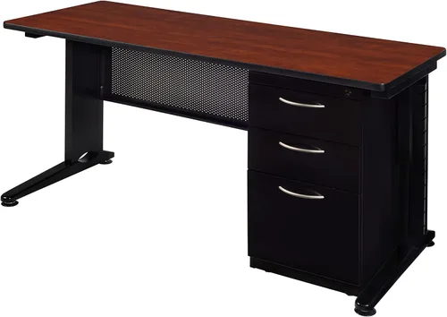 Miniatura 22 de Regency Fusion - Escritorio para profesores de 48 x 24 pulgadas con unidad de cajón de pedestal individual, color cereza