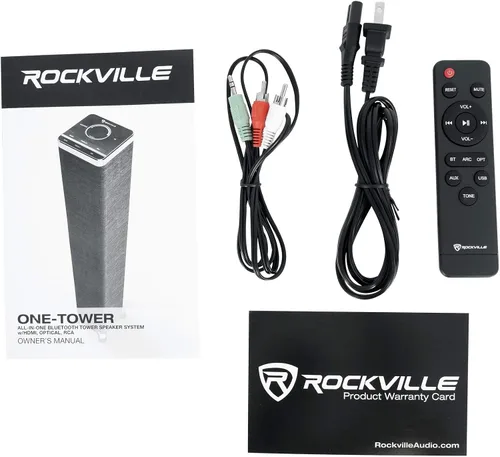 Miniatura 8 de Rockville ONE-Tower BG Sistema de altavoces todo en uno Bluetooth+HDMI/Óptico/RCA All-In-One System, USB Playback, 200W Peak, 60W RMS, Remote