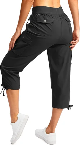 Miniatura 2 de Soothfeel Pantalones capri tipo cargo para mujer con 6 bolsillos, ligeros, de secado rápido, para viajes, senderismo, verano, para mujer