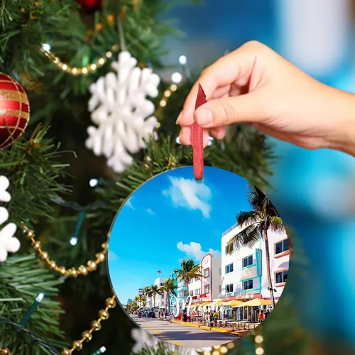Miniatura 5 de Adornos de Navidad de California Estados Unidos, paisaje urbano de Los Ángeles, adornos de árbol de Navidad, adornos de Navidad personalizados
