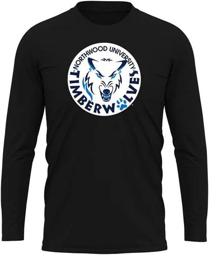 Miniatura 176 de Camisa deportiva de manga larga oficial de la NCAA Collegiate para hombre, colección negra con logotipo primario