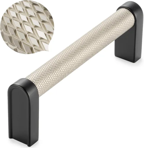 Miniatura 16 de Koofizo - Paquete de 10 tiradores de gabinete estriados para armario, manija negra para muebles (1.1 pulgadas/28 mm), herrajes sólidos K22