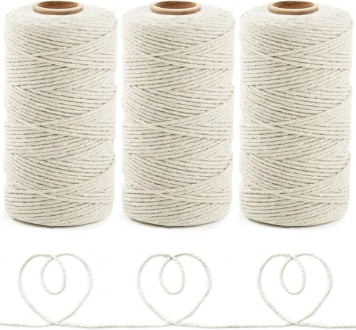 Anvin 300 metros de cordel de yute natural de algodón Cordel de embalaje Cordel de panaderos Cordel beige Cordel para envolver Carniceros Arte y